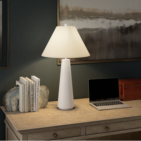 LED table lamp with fabric shade