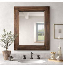 Wall mirror with wooden frame