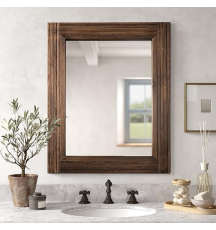Wall mirror with wooden frame