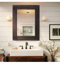 Wall mirror with wooden frame