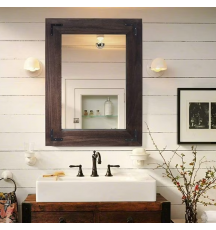 Wall mirror with wooden frame