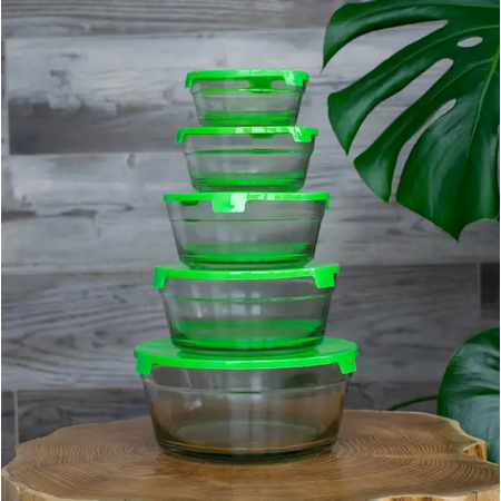 Glass food storage containers with lids (5 Pieces)
