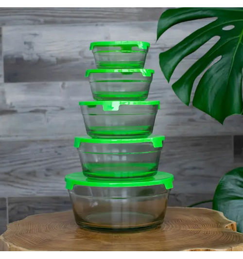 Glass food storage containers with lids (5 Pieces) Glass food storage containers with lids (5 Pieces)
